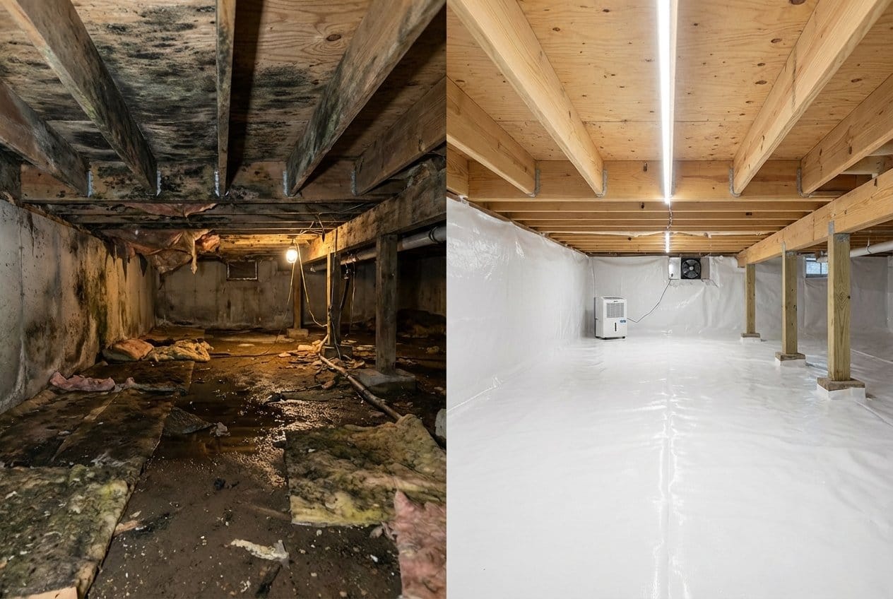 Mold Removal & Remediation restoration — crawl space of multi-family property in Garfield, NJ