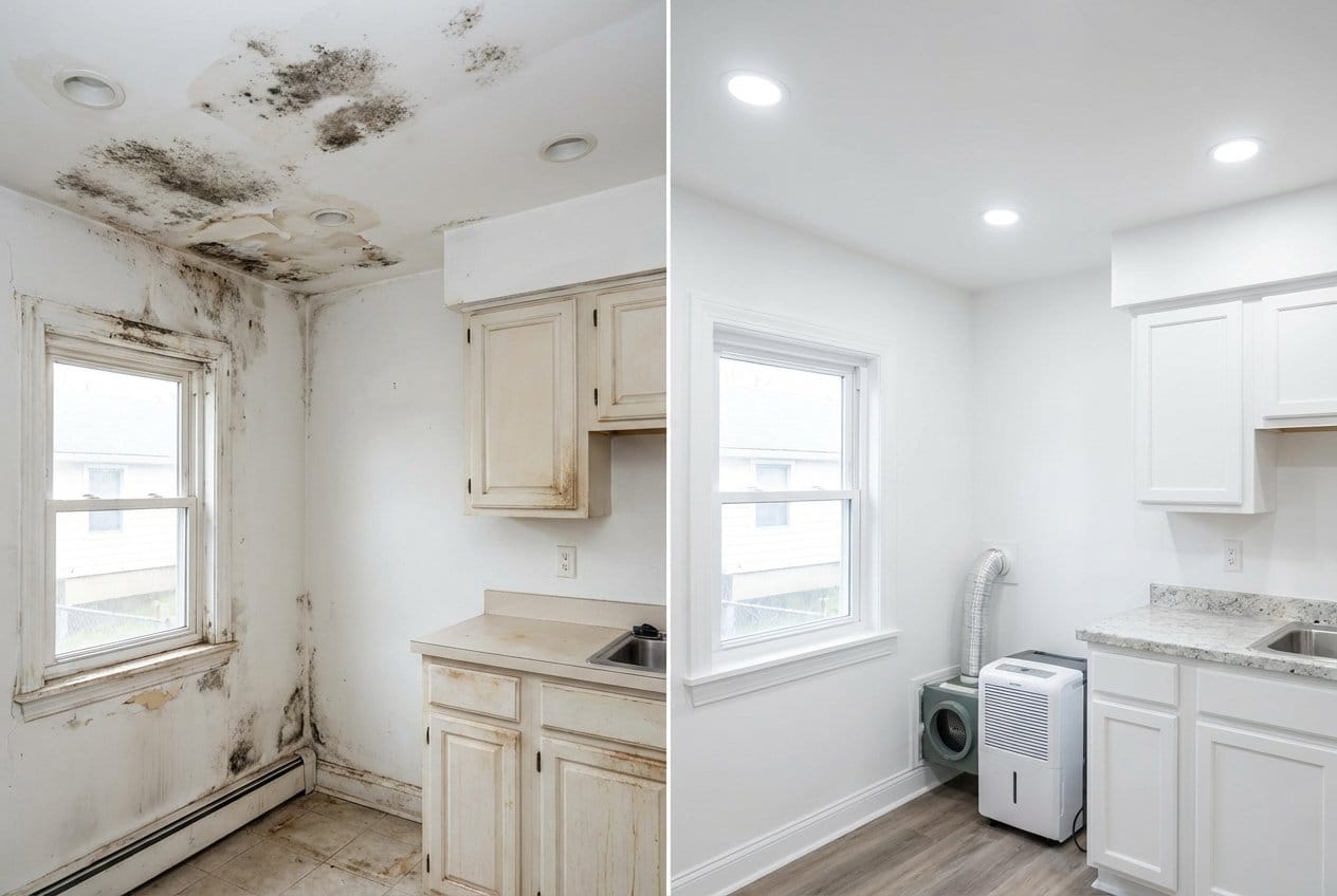 Garfield Mold Removal home kitchen restoration before and after in Garfield